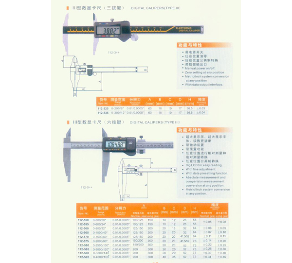 III型显示卡尺